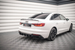 Heck Ansatz Flaps Diffusor passend für Audi A4 B9 Facelift schwarz Hochglanz