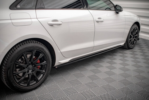 Seitenschweller Ansatz Cup Leisten passend für Audi A4 B9 Facelift schwarz Hochglanz