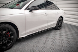 Seitenschweller Ansatz Cup Leisten passend für Audi A4 B9 Facelift schwarz Hochglanz