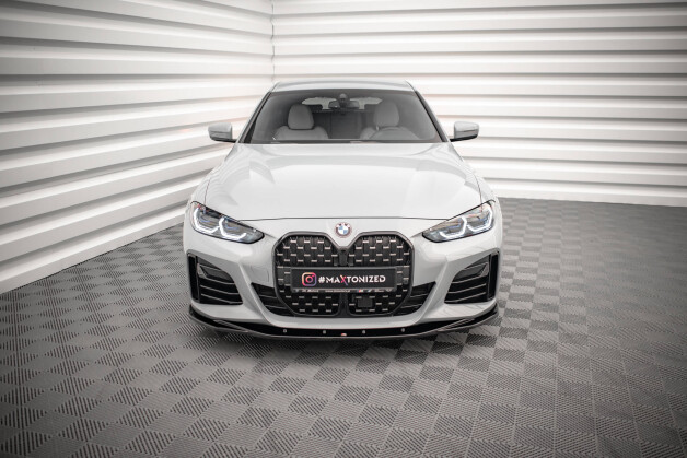 Cup Spoilerlippe Front Ansatz V.3 passend für BMW 4er / i4 Gran Coupe M-Paket / M440i G26 schwarz Hochglanz
