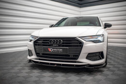 Cup Spoilerlippe Front Ansatz V.1 passend für Audi A6 C8 schwarz Hochglanz