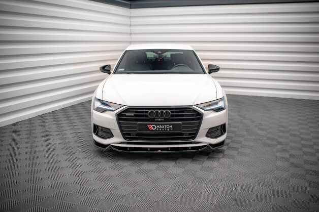 Cup Spoilerlippe Front Ansatz V.2 passend für Audi A6 C8 schwarz Hochglanz