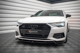 Cup Spoilerlippe Front Ansatz V.2 passend für Audi A6 C8 schwarz Hochglanz