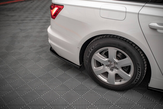 Mittlerer Cup Diffusor Heck Ansatz passend für Audi A6 C8 schwarz Hochglanz