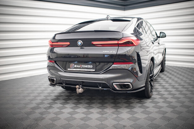 Mittlerer Cup Diffusor Heck Ansatz V.3 passend für BMW X6 M-Paket G06 schwarz Hochglanz