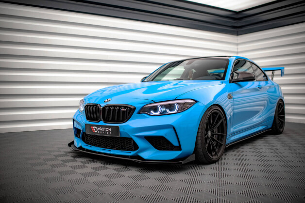 Front Stoßstange Flaps für BMW M2 Competition F87 schwarz Hochglanz