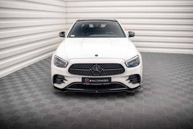 Cup Spoilerlippe Front Ansatz V.1 passend für Mercedes-Benz E AMG-Line W213 Facelift schwarz Hochglanz