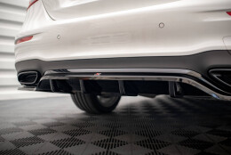 Mittlerer Cup Diffusor Heck Ansatz DTM Look passend für Mercedes-Benz E AMG-Line Limousine W213 Facelift schwarz Hochglanz