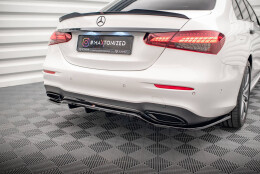 Mittlerer Cup Diffusor Heck Ansatz DTM Look passend für Mercedes-Benz E AMG-Line Limousine W213 Facelift schwarz Hochglanz