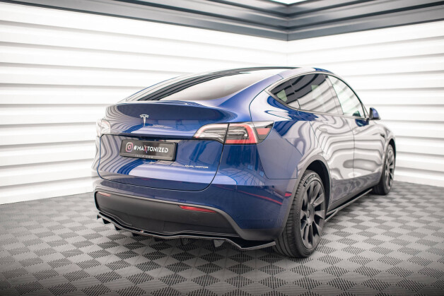 Mittlerer Cup Diffusor Heck Ansatz DTM Look passend für Tesla Model Y schwarz Hochglanz