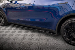Seitenschweller Ansatz Cup Leisten für V.1 für Tesla Model Y schwarz Hochglanz