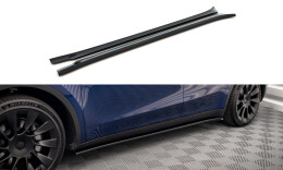 Seitenschweller Ansatz Cup Leisten V.2 für Tesla Model Y schwarz Hochglanz