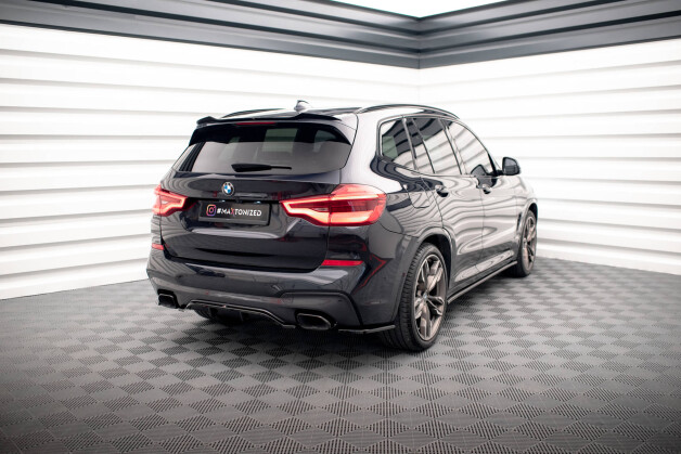 Heck Ansatz Flaps Diffusor passend für BMW X3 M40i / M40d G01 schwarz Hochglanz