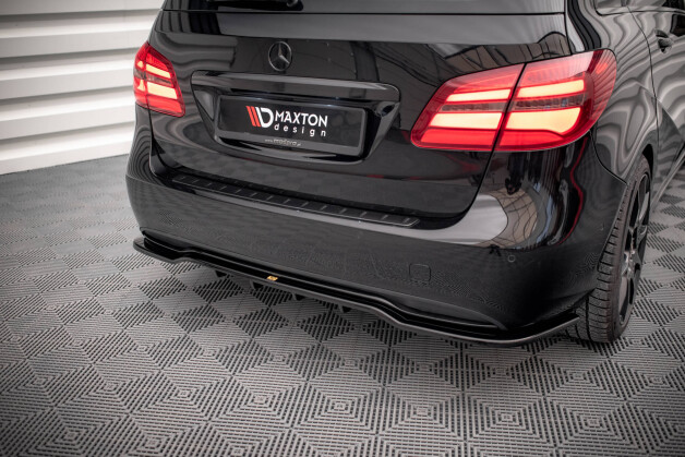 Mittlerer Cup Diffusor Heck Ansatz DTM Look passend für Mercedes-Benz B W246 Facelift schwarz Hochglanz