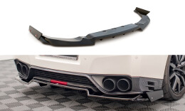 Mittlerer Cup Diffusor Heck Ansatz + Flaps für Nissan GTR R35 Facelift schwarz Hochglanz