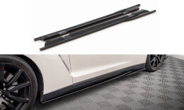 Seitenschweller Ansatz Cup Leisten für Nissan GTR R35 Facelift schwarz Hochglanz