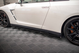 Seitenschweller Ansatz Cup Leisten passend für Nissan GTR R35 Facelift schwarz Hochglanz