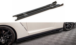 Seitenschweller Ansatz Cup Leisten + Flaps passend für Nissan GTR R35 Facelift