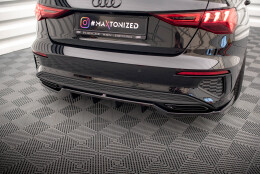 Mittlerer Cup Diffusor Heck Ansatz DTM Look passend für Audi A3 S-Line Limousine 8Y schwarz Hochglanz