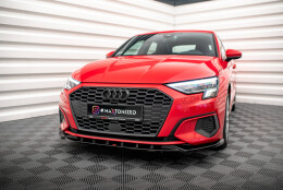 Street+ Spoilerlippe Front Ansatz V.1 passend für Audi A3 8Y schwarz Hochglanz