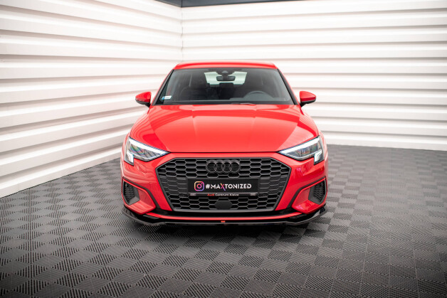 Street+ Spoilerlippe Front Ansatz V.2 passend für Audi A3 8Y schwarz Hochglanz