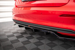 Mittlerer Cup Diffusor Heck Ansatz DTM Look passend für Audi A3 Sportback 8Y schwarz Hochglanz