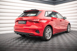 Mittlerer Cup Diffusor Heck Ansatz DTM Look passend für Audi A3 Sportback 8Y schwarz Hochglanz
