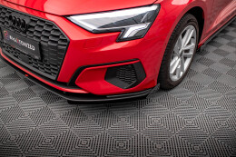 Street Pro Cup Spoilerlippe Front Ansatz für Audi A3 8Y schwarz+ Hochglanz Flaps