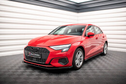 Street Pro Cup Spoilerlippe Front Ansatz passend für Audi A3 8Y SCHWARZ+ HOCHGLANZ FLAPS