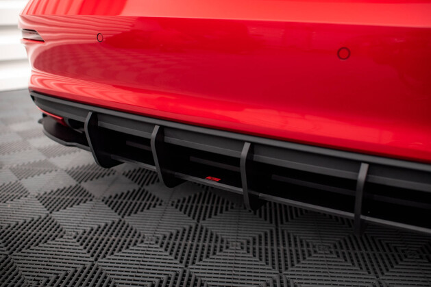 Street Pro Heckschürze Heck Ansatz Diffusor für Audi A3 Sportback 8Y SCHWARZ-ROT