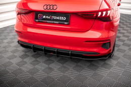 Street Pro Heckschürze Heck Ansatz Diffusor für Audi A3 Sportback 8Y SCHWARZ+ HOCHGLANZ FLAPS