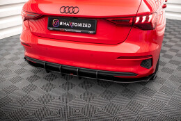 Street Pro Heckschürze Heck Ansatz Diffusor passend für Audi A3 Sportback 8Y SCHWARZ+ HOCHGLANZ FLAPS