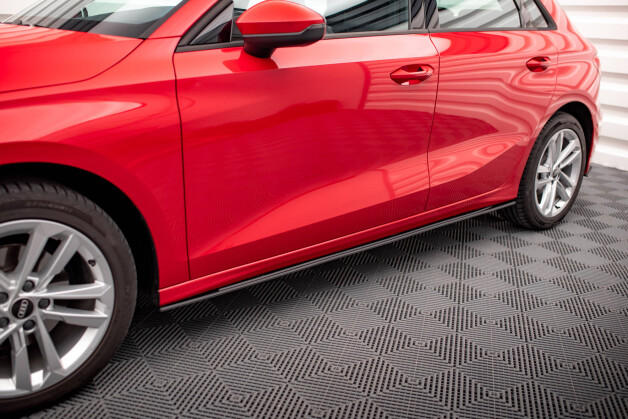 Street Pro Seitenschweller Ansatz Cup Leisten passend für Audi A3 8Y SCHWARZ