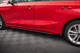 Street Pro Seitenschweller Ansatz Cup Leisten für Audi A3 8Y ROT+ HOCHGLANZ FLAPS