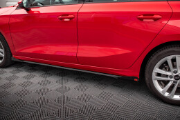 Street Pro Seitenschweller Ansatz Cup Leisten passend für Audi A3 8Y rot+ Hochglanz Flaps