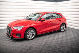 Street Pro Seitenschweller Ansatz Cup Leisten passend für Audi A3 8Y rot+ Hochglanz Flaps