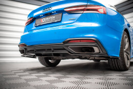 Mittlerer Cup Diffusor Heck Ansatz DTM Look passend für Audi A5 S-Line F5 Facelift schwarz Hochglanz
