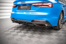 Mittlerer Cup Diffusor Heck Ansatz DTM Look passend für Audi A5 S-Line F5 Facelift schwarz Hochglanz