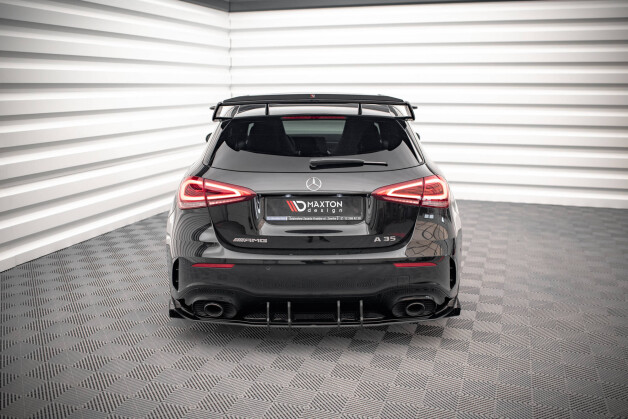 Street Pro Heckschürze Heck Ansatz Diffusor passend für Mercedes A35 AMG Hatchback W177 SCHWARZ+ HOCHGLANZ FLAPS