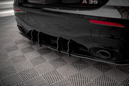 Street Pro Heckschürze Heck Ansatz Diffusor passend für Mercedes A35 AMG Hatchback W177 SCHWARZ+ HOCHGLANZ FLAPS