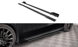 Street Pro Seitenschweller Ansatz Cup Leisten passend für Mercedes A35 AMG / AMG-Line W177 SCHWARZ+ HOCHGLANZ FLAPS