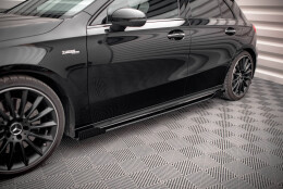 Street Pro Seitenschweller Ansatz Cup Leisten passend für Mercedes A35 AMG / AMG-Line W177 SCHWARZ+ HOCHGLANZ FLAPS
