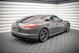 Heck Ansatz Flaps Diffusor passend für Porsche Panamera / Panamera Diesel 970 schwarz Hochglanz