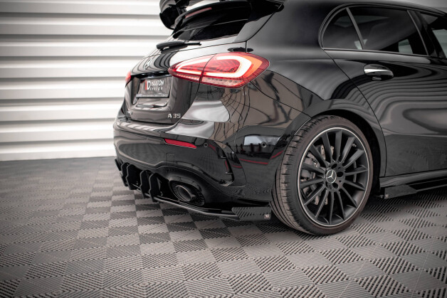 Hintere Seiten Flaps passend für Mercedes A35 AMG Hatchback Aero Pack W177 schwarz Hochglanz