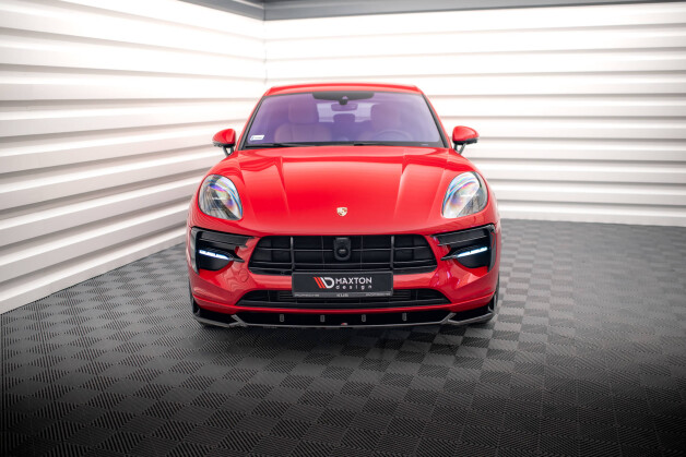 Cup Spoilerlippe Front Ansatz V.1 passend für Porsche Macan GTS / Sport Design Mk1 Facelift schwarz Hochglanz