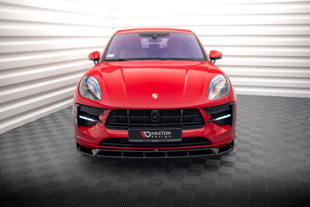 Cup Spoilerlippe Front Ansatz V.2 passend für Porsche Macan GTS / Sport Design Mk1 Facelift schwarz Hochglanz