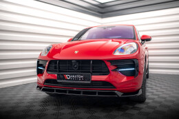 Cup Spoilerlippe Front Ansatz V.2 für Porsche Macan GTS / Sport Design Mk1 FL schwarz Hochglanz