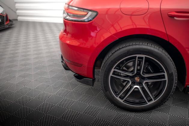 Heck Ansatz Flaps Diffusor für Porsche Macan GTS / Sport Design Mk1 FL schwarz Hochglanz