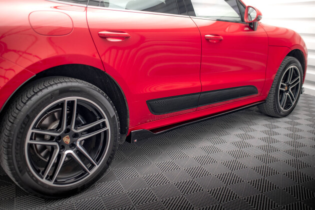Seitenschweller Ansatz Cup Leisten für Porsche Macan Mk1 Facelift schwarz Hochglanz