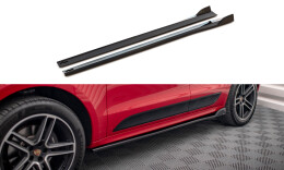 Seitenschweller Ansatz Cup Leisten passend für Porsche Macan GTS / Sport Design Mk1 schwarz Hochglanz